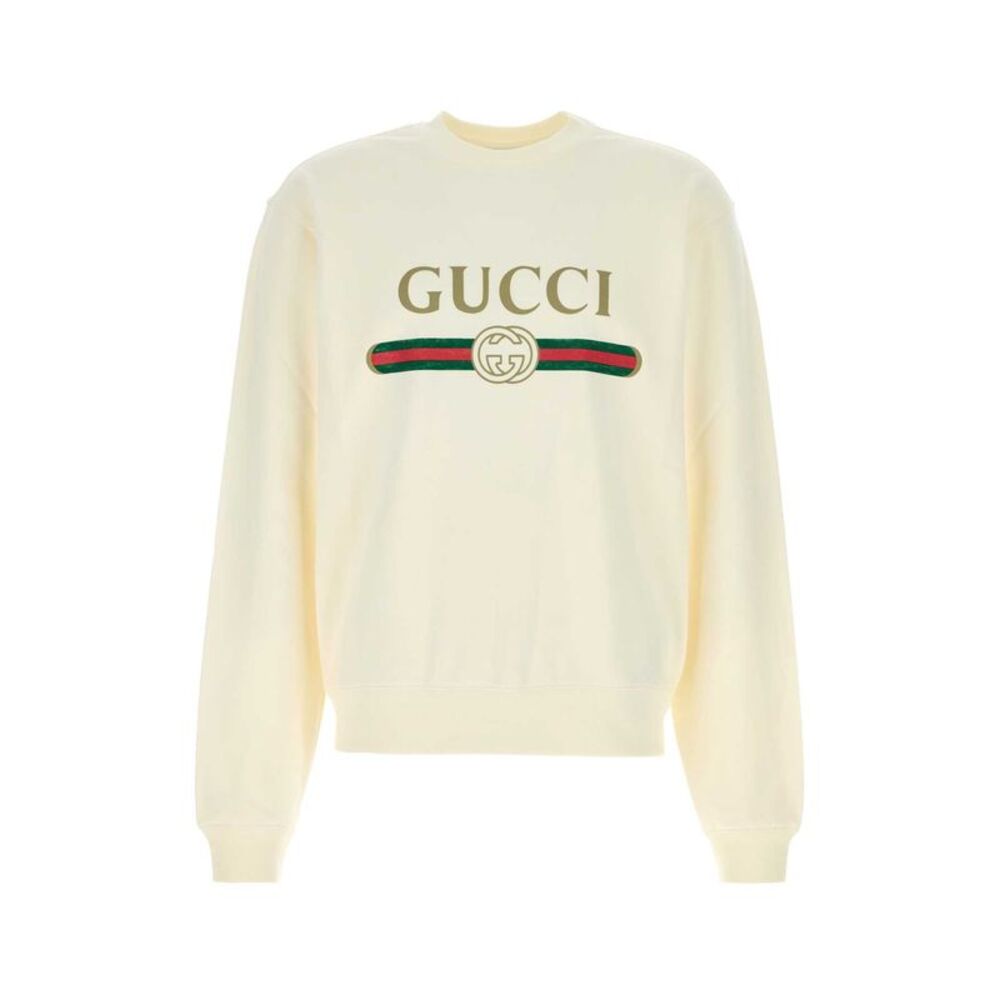 Gucci Men Ivory Cotton Blend Sweatshirt